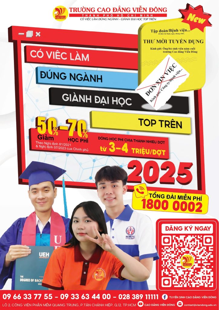 Xét tuyển Đại học (VHVL), Cao đẳng 2025 bằng điểm học bạ THPT (Nhà nước trợ cấp 50-60% học phí)