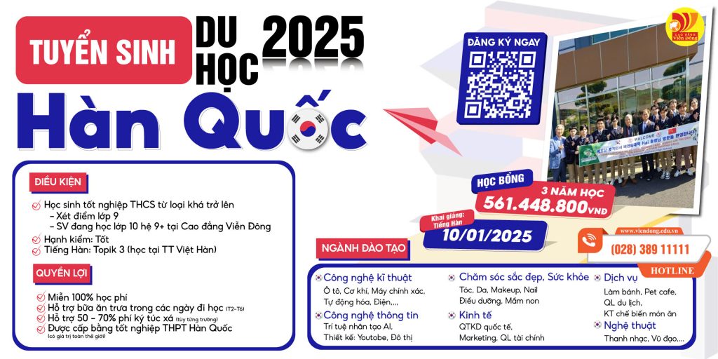 Hơn 100 suất học bổng du học Hàn Quốc 2025 dành cho học sinh vừa tốt nghiệp THCS